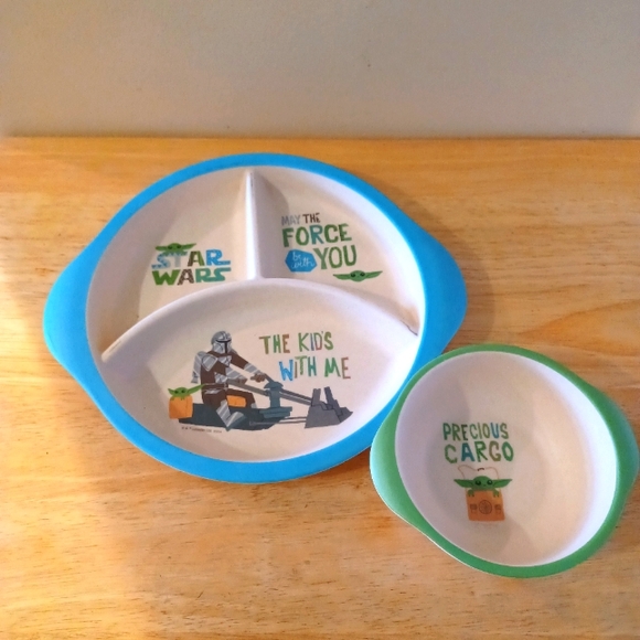 2 pc Star Wars Bamboo Fiber Divided Plate & Sm Bowl - Picture 1 of 6